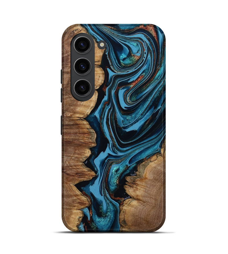 Galaxy S23 Wood Live Edge Phone Case - Josue (Teal & Gold, 799720)