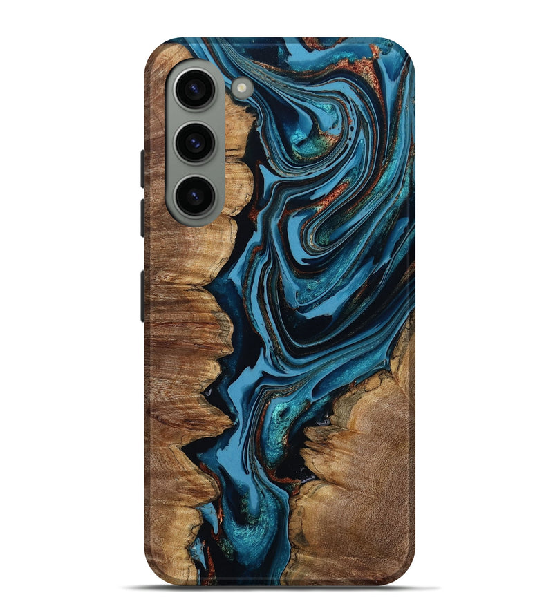 Galaxy S23 Plus Wood Live Edge Phone Case - Josue (Teal & Gold, 799720)