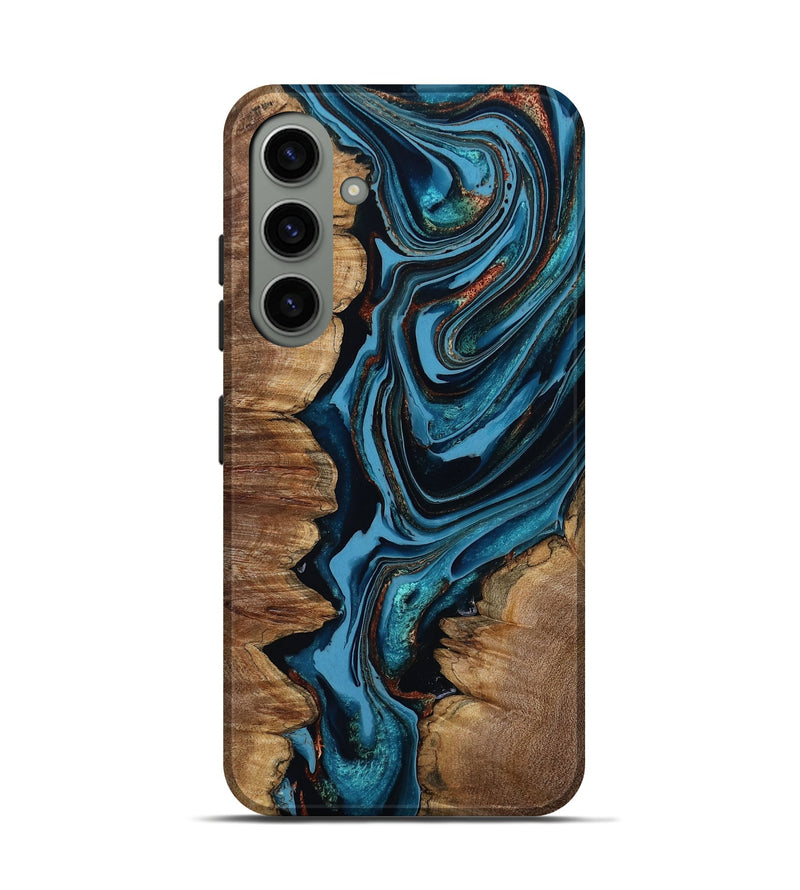 Galaxy S24 Wood Live Edge Phone Case - Josue (Teal & Gold, 799720)
