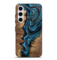 Galaxy S25 Plus Wood Live Edge Phone Case - Josue (Teal & Gold, 799720)