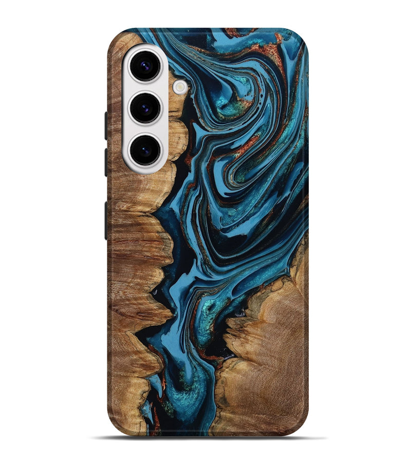 Galaxy S25 Plus Wood Live Edge Phone Case - Josue (Teal & Gold, 799720)