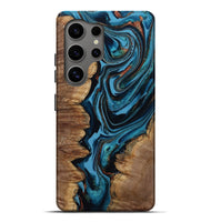 Galaxy S25 Ultra Wood Live Edge Phone Case - Josue (Teal & Gold, 799720)