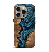 iPhone 16 Pro Wood Live Edge Phone Case - Josue (Teal & Gold, 799720)