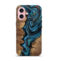iPhone 17 Wood Live Edge Phone Case - Josue (Teal & Gold, 799720)
