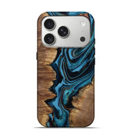 iPhone 17 Pro Wood Live Edge Phone Case - Josue (Teal & Gold, 799720)