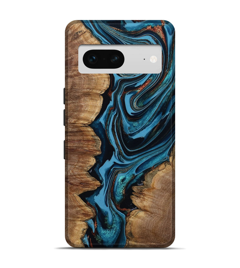 Pixel 7 Wood Live Edge Phone Case - Josue (Teal & Gold, 799720)
