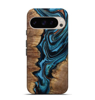 Pixel 9 Wood Live Edge Phone Case - Josue (Teal & Gold, 799720)