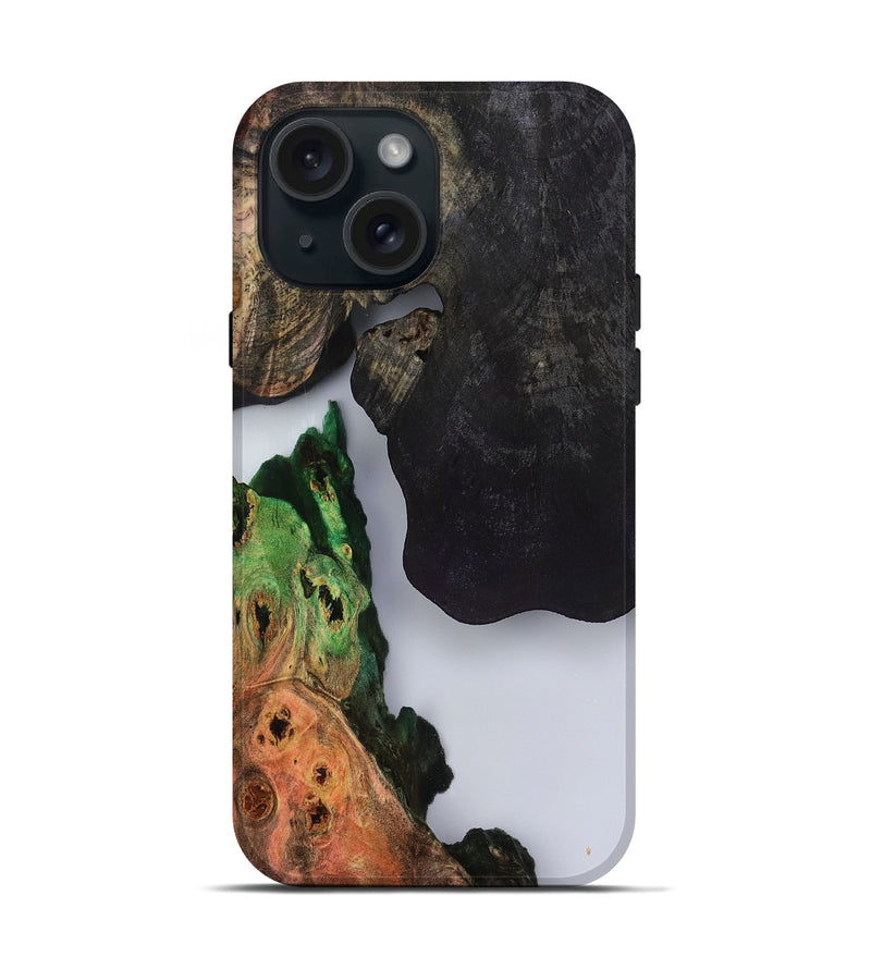 iPhone 15 Wood Live Edge Phone Case - Holly (Clear, 799728)