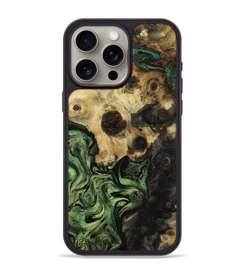 iPhone 15 Pro Max Wood Phone Case - Aliya (Green, 799919)