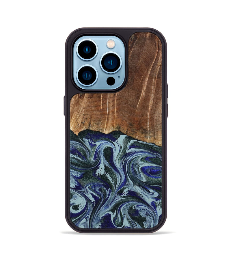 iPhone 14 Pro Wood Phone Case - Shellie (Green, 799921)