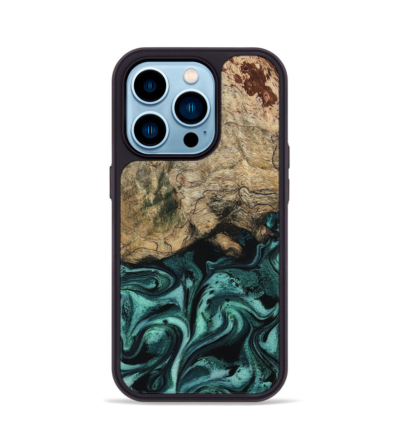 iPhone 14 Pro Wood Phone Case - Chantel (Green, 799923)