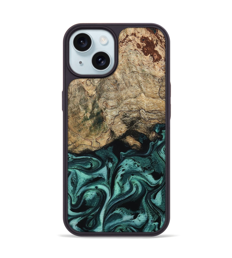 iPhone 15 Wood Phone Case - Chantel (Green, 799923)
