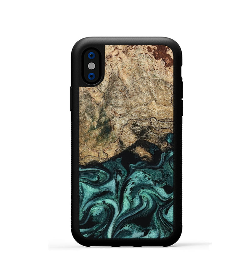 iPhone Xs Wood Phone Case - Chantel (Green, 799923)