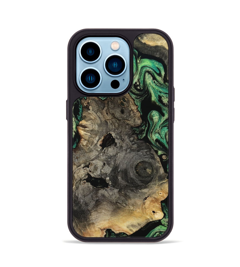 iPhone 14 Pro Wood Phone Case - Mellisa (Green, 799924)