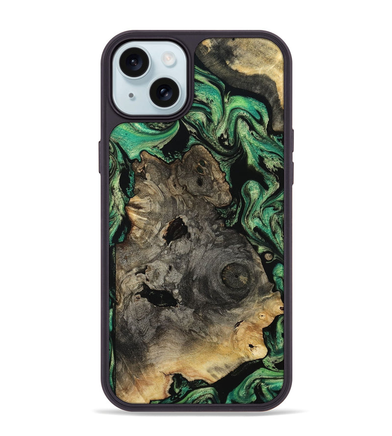 iPhone 15 Plus Wood Phone Case - Mellisa (Green, 799924)
