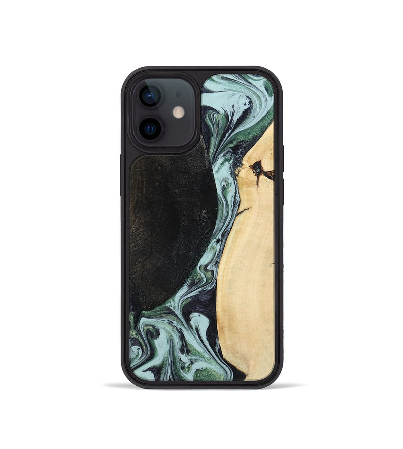 iPhone 12 mini Wood Phone Case - Rose (Green, 799929)