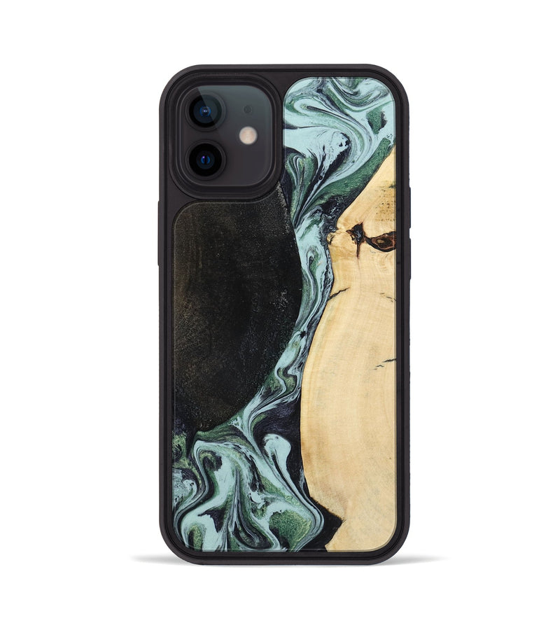 iPhone 12 Wood Phone Case - Rose (Green, 799929)