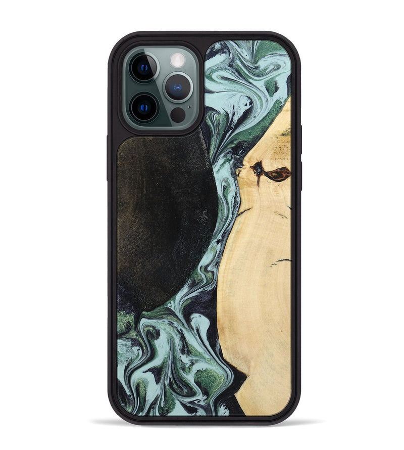 iPhone 12 Pro Max Wood Phone Case - Rose (Green, 799929)