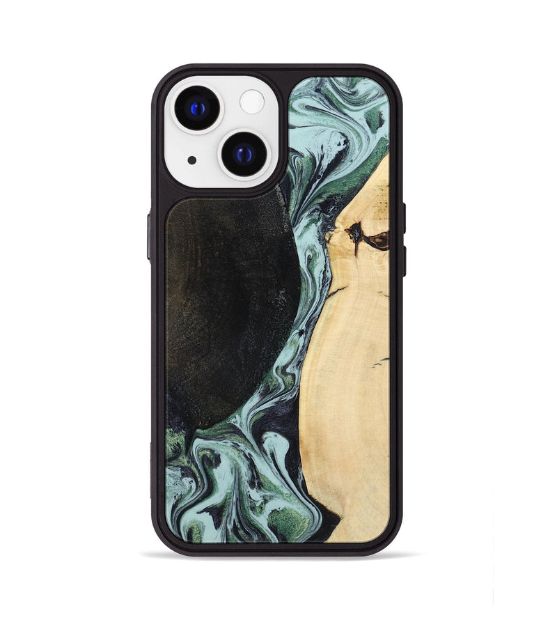 iPhone 13 Wood Phone Case - Rose (Green, 799929)