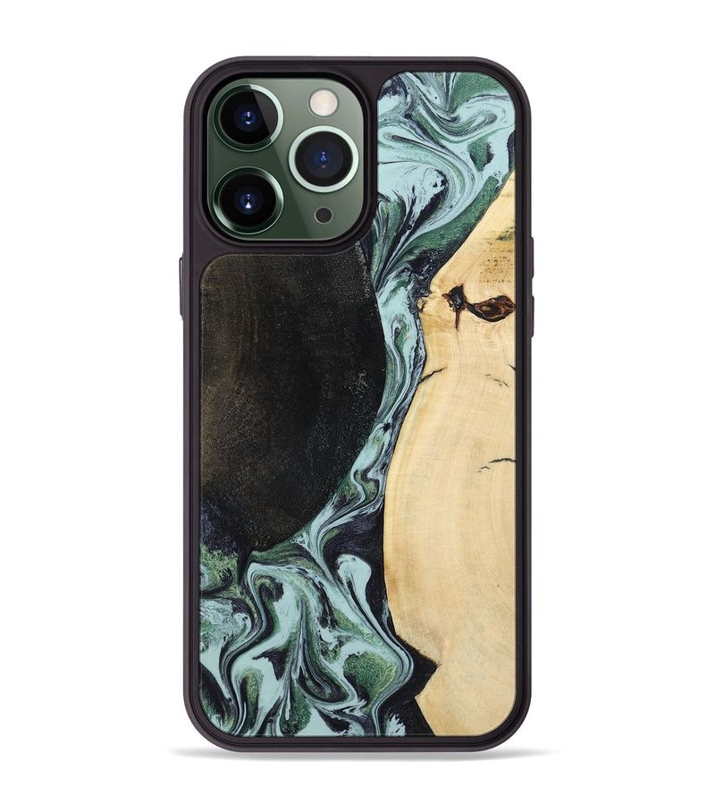 iPhone 13 Pro Max Wood Phone Case - Rose (Green, 799929)