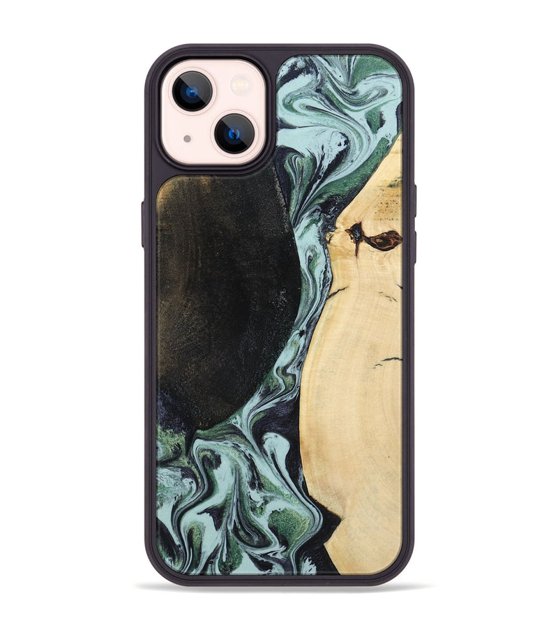 iPhone 14 Plus Wood Phone Case - Rose (Green, 799929)