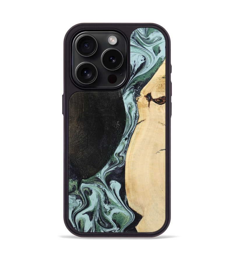 iPhone 15 Pro Wood Phone Case - Rose (Green, 799929)