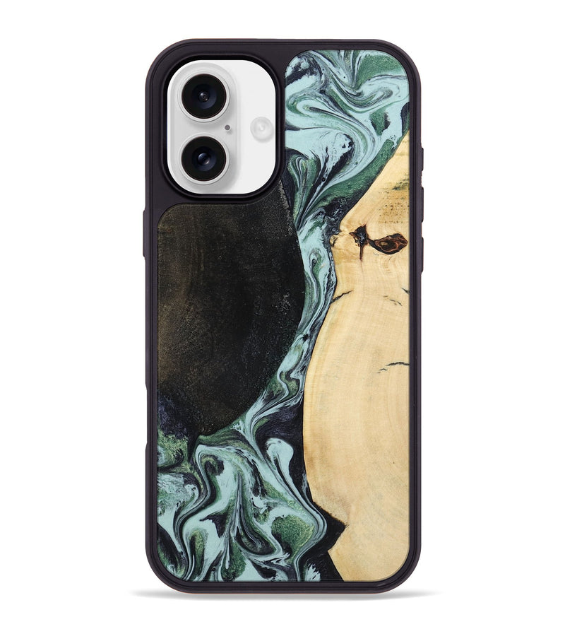 iPhone 16 Plus Wood Phone Case - Rose (Green, 799929)