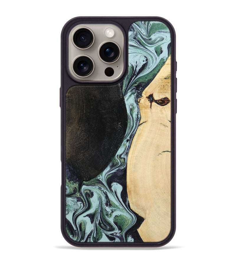 iPhone 16 Pro Max Wood Phone Case - Rose (Green, 799929)