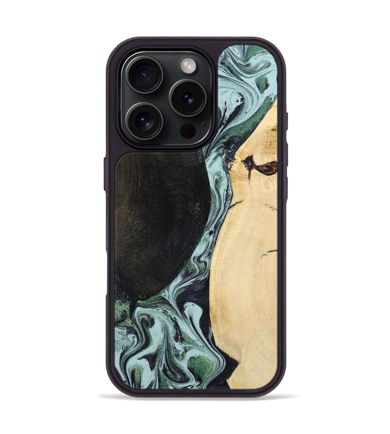 iPhone 16 Pro Wood Phone Case - Rose (Green, 799929)