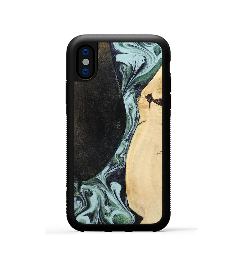 iPhone Xs Wood Phone Case - Rose (Green, 799929)