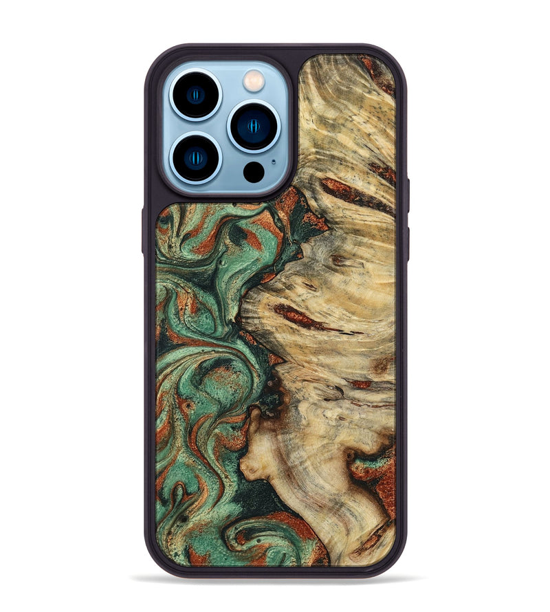 iPhone 14 Pro Max Wood Phone Case - Mavis (Green, 799931)