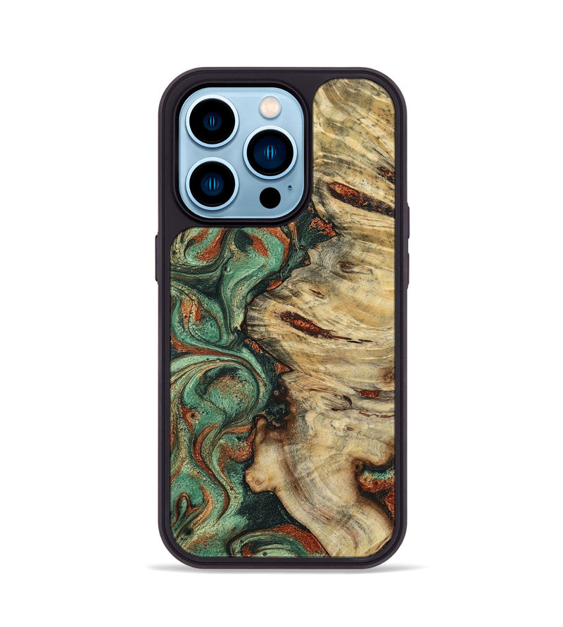 iPhone 14 Pro Wood Phone Case - Mavis (Green, 799931)
