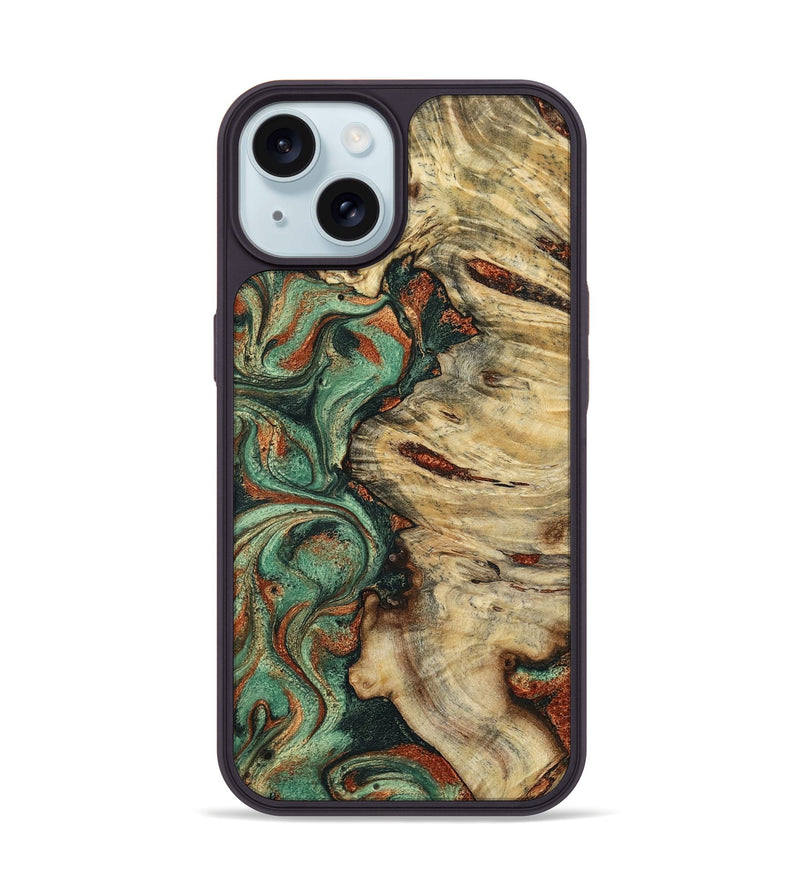 iPhone 15 Wood Phone Case - Mavis (Green, 799931)