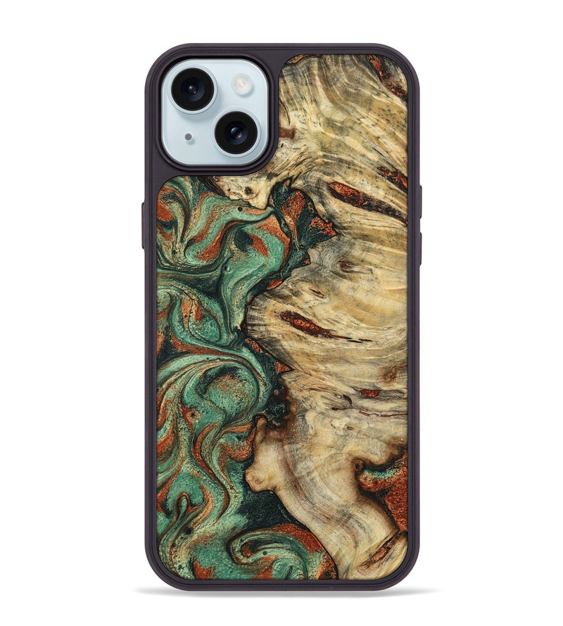 iPhone 15 Plus Wood Phone Case - Mavis (Green, 799931)