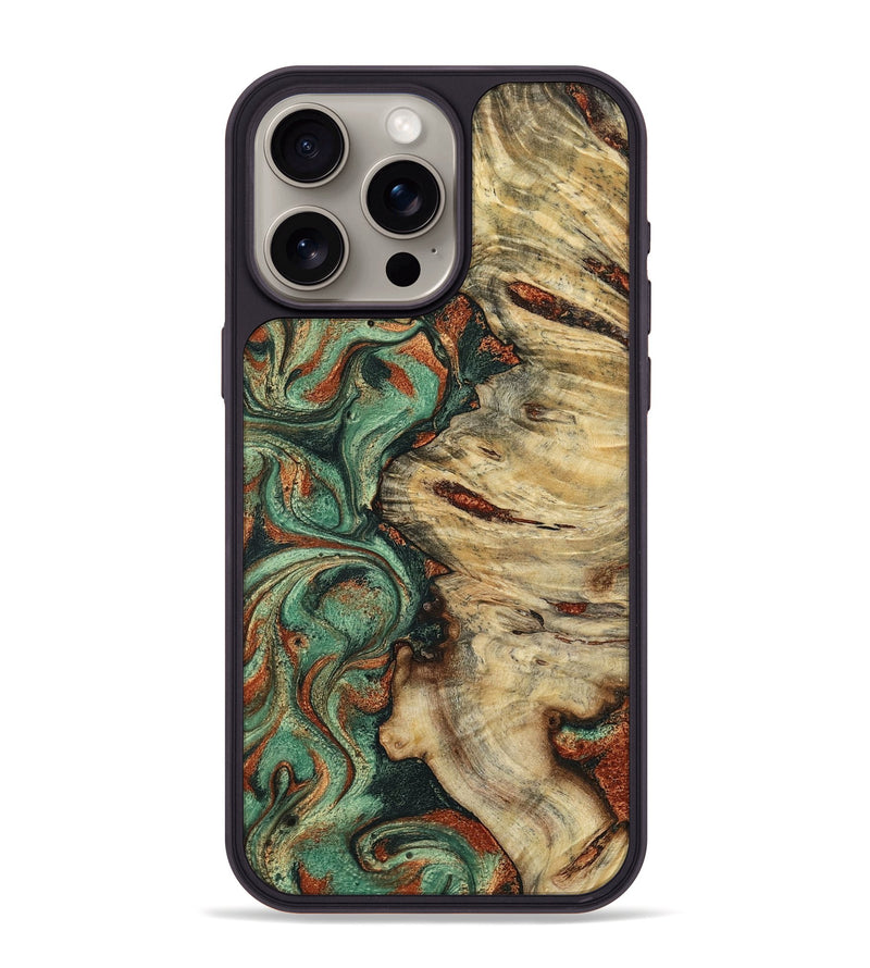 iPhone 15 Pro Max Wood Phone Case - Mavis (Green, 799931)