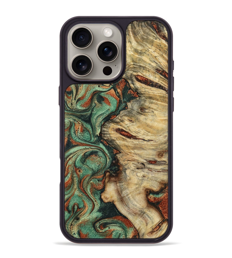 iPhone 16 Pro Max Wood Phone Case - Mavis (Green, 799931)