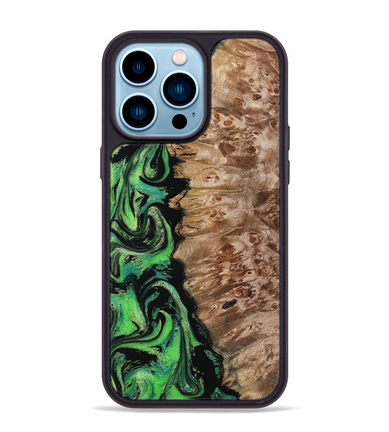 iPhone 14 Pro Max Wood Phone Case - Anton (Green, 799932)