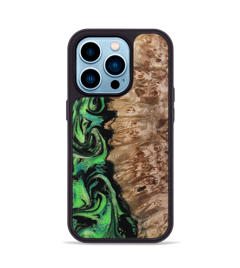 iPhone 14 Pro Wood Phone Case - Anton (Green, 799932)