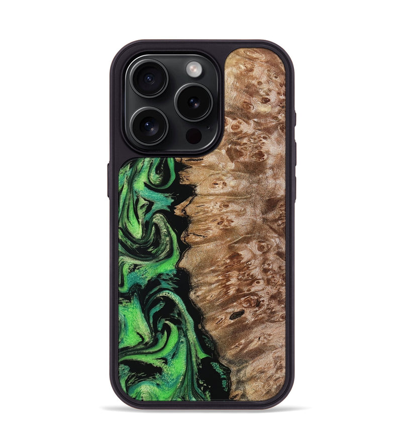 iPhone 15 Pro Wood Phone Case - Anton (Green, 799932)