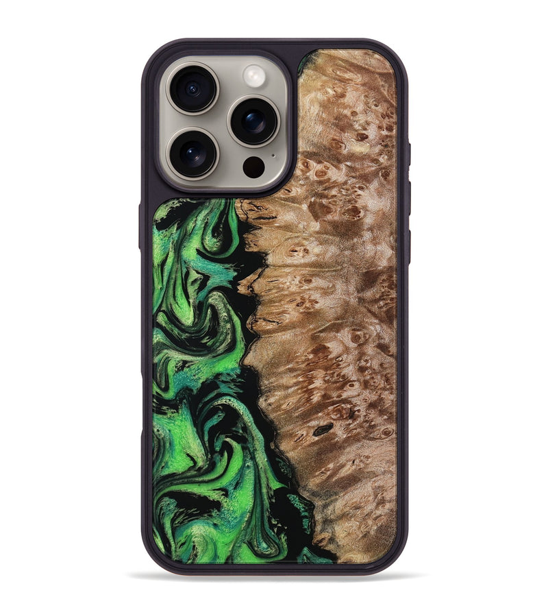 iPhone 16 Pro Max Wood Phone Case - Anton (Green, 799932)