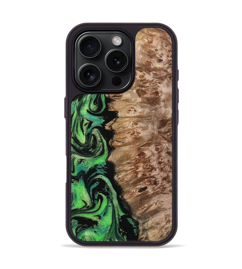 iPhone 16 Pro Wood Phone Case - Anton (Green, 799932)