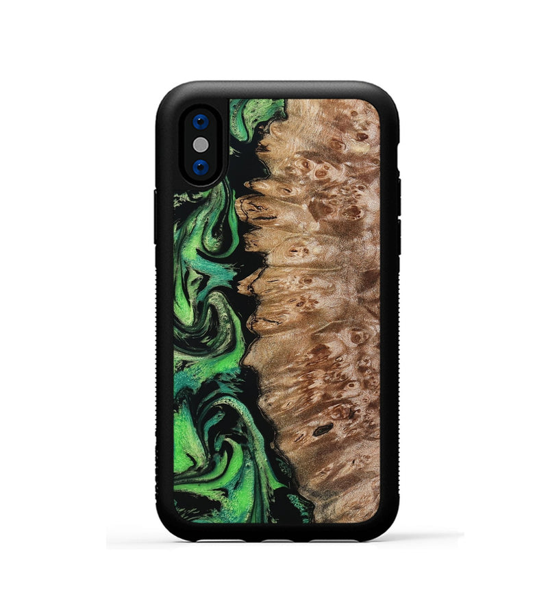 iPhone Xs Wood Phone Case - Anton (Green, 799932)