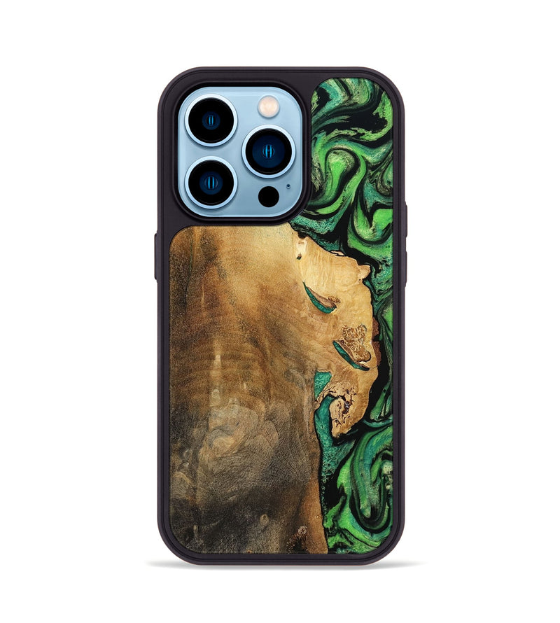 iPhone 14 Pro Wood Phone Case - Latrice (Green, 799934)