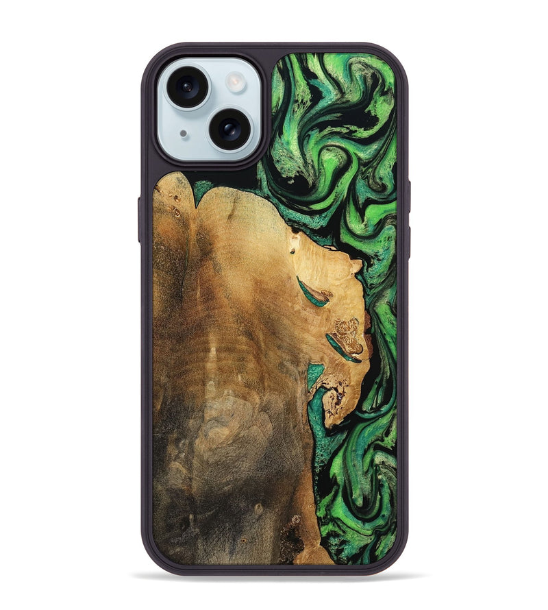 iPhone 15 Plus Wood Phone Case - Latrice (Green, 799934)