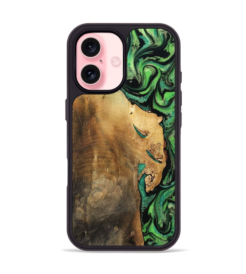 iPhone 16 Wood Phone Case - Latrice (Green, 799934)