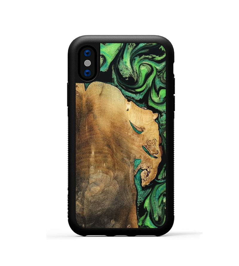 iPhone Xs Wood Phone Case - Latrice (Green, 799934)