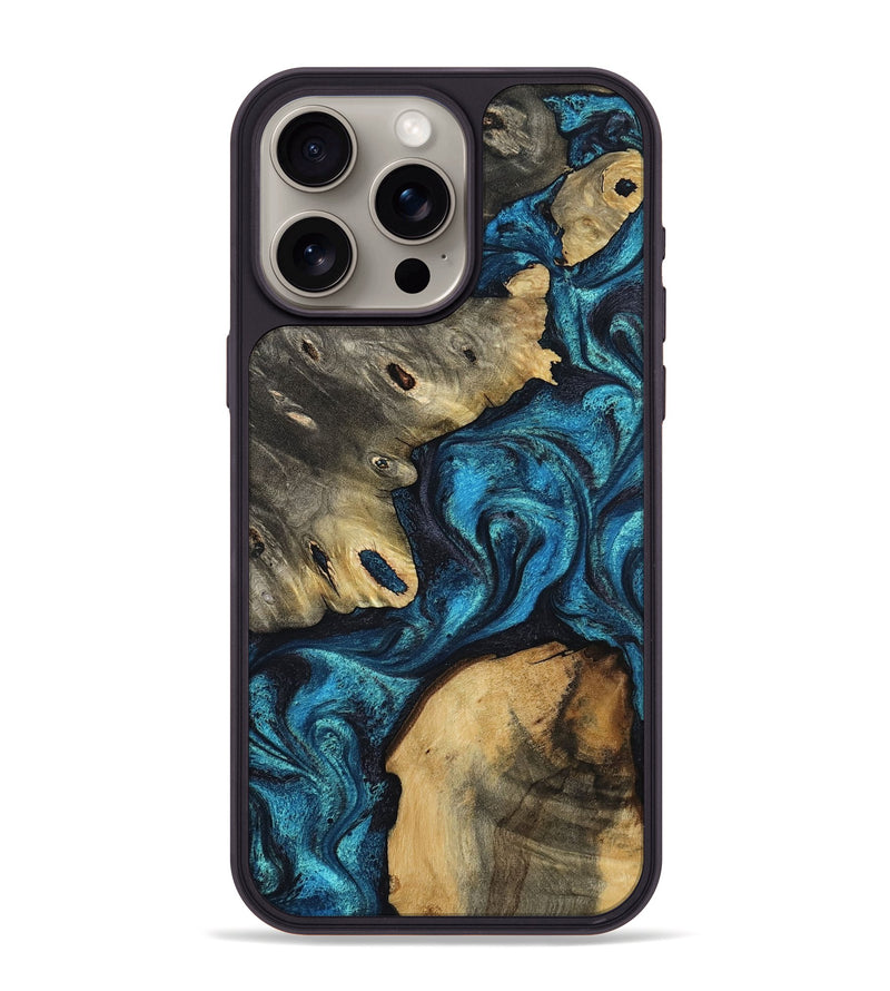 iPhone 15 Pro Max Wood Phone Case - Abril (Blue, 799935)