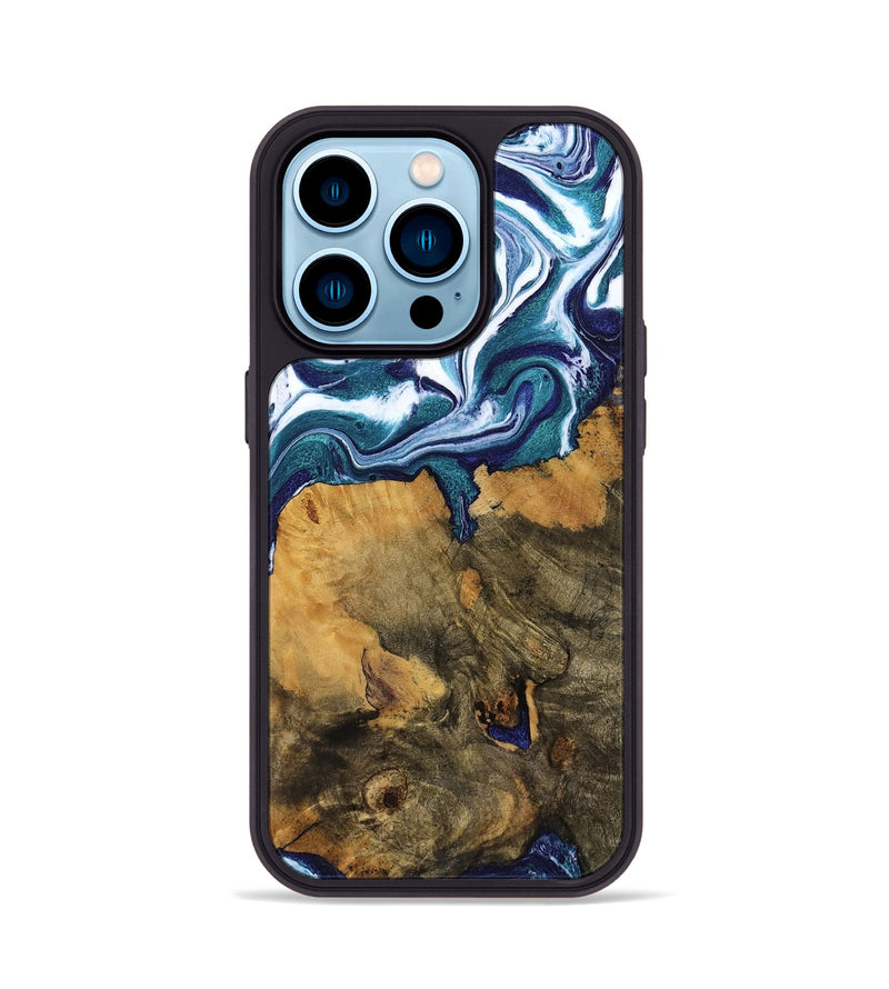 iPhone 14 Pro Wood Phone Case - Jeffrey (Blue, 799941)