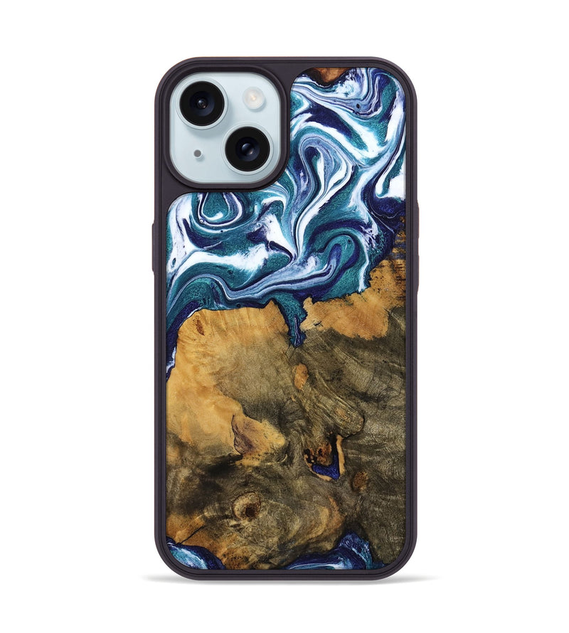 iPhone 15 Wood Phone Case - Jeffrey (Blue, 799941)