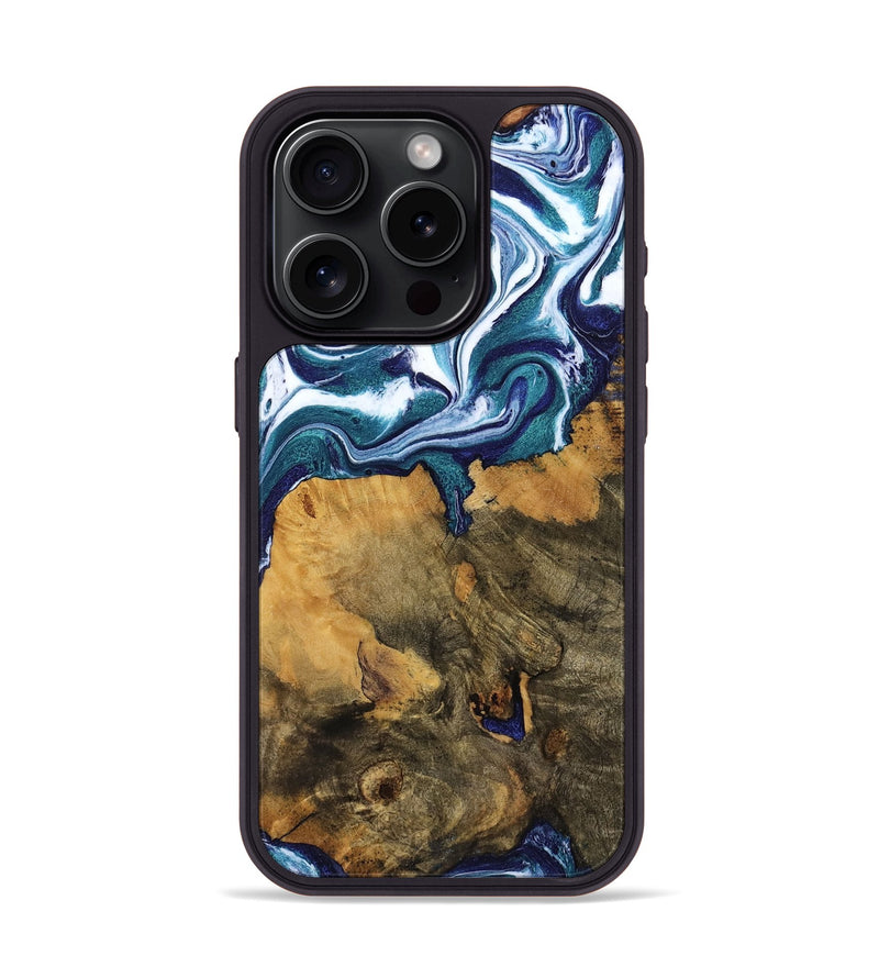 iPhone 15 Pro Wood Phone Case - Jeffrey (Blue, 799941)